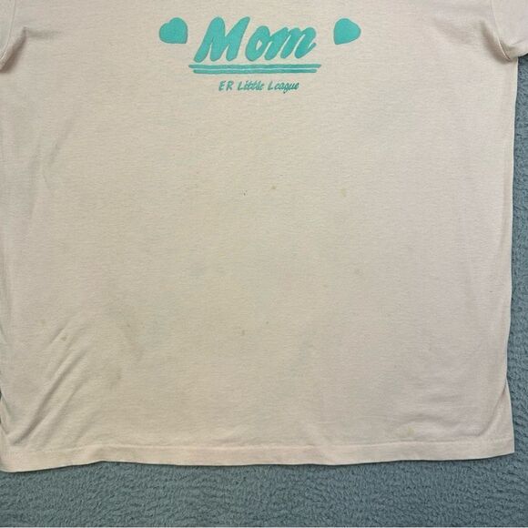 Vintage Hanes Shirt Adult Extra Large Pink Baseball Mom Logo Spell Out 50/50 Tee - Picture 3 of 16